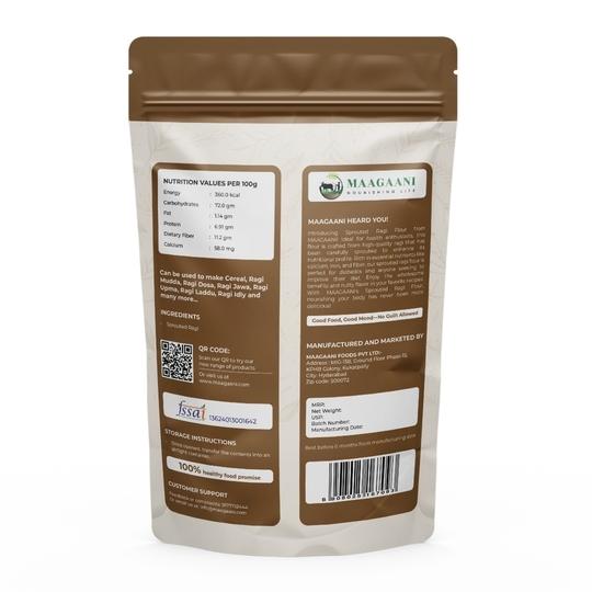 Maagaani stone milled Sprouted Ragi Flour (Madua/Nachni aata)| 100% Natural | Fibre, Protein and Iron Rich Healthy Meal for adults | Nutrient-rich food | Finger Millet Flour- 0.5 Kg
