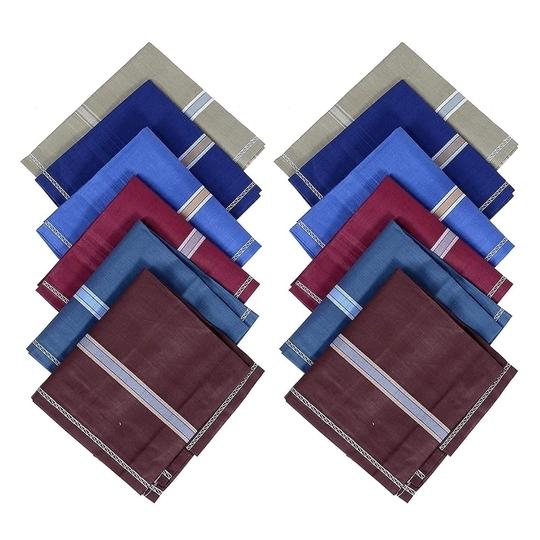 Men's Cotton Handkerchief (Dark Colour) Set of 12