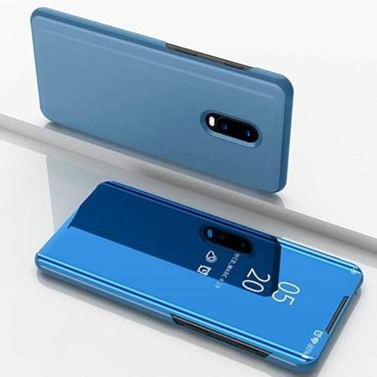 FLY MASTER Mobile Flip Cover for Xiaomi Redmi Note 4, Mirror Clear View with Magnetic Stand, Protective Case, Diamond Blue.
