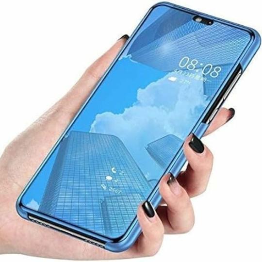 FLY MASTER Mobile Flip Cover for Xiaomi Redmi Note 4, Mirror Clear View with Magnetic Stand, Protective Case, Diamond Blue.