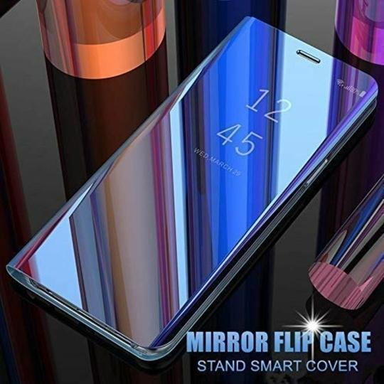 FLY MASTER Mobile Flip Cover for Xiaomi Redmi Note 4, Mirror Clear View with Magnetic Stand, Protective Case, Diamond Blue.