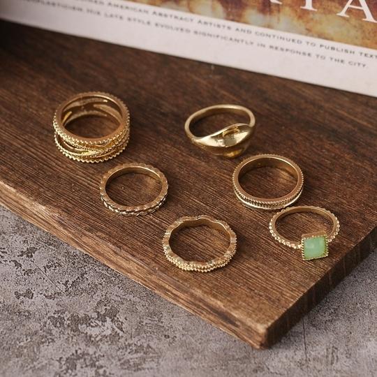ARZONAI retro rings 6-piece set of women's simple temperament joint ring set Metal Knuckle Ring