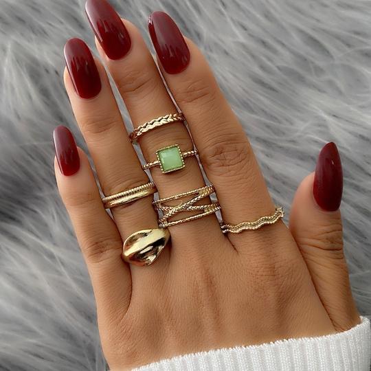ARZONAI retro rings 6-piece set of women's simple temperament joint ring set Metal Knuckle Ring