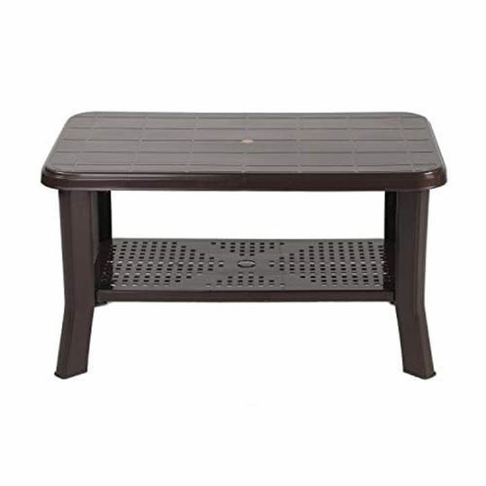 Cello Oasis Plastic Centre Table, Ice Brown | Dust Proof | Light weight | Strong & Durable | Center Coffee Table for Living Room, Garden, Office | 3 Years Warranty - Manufacturing defect
