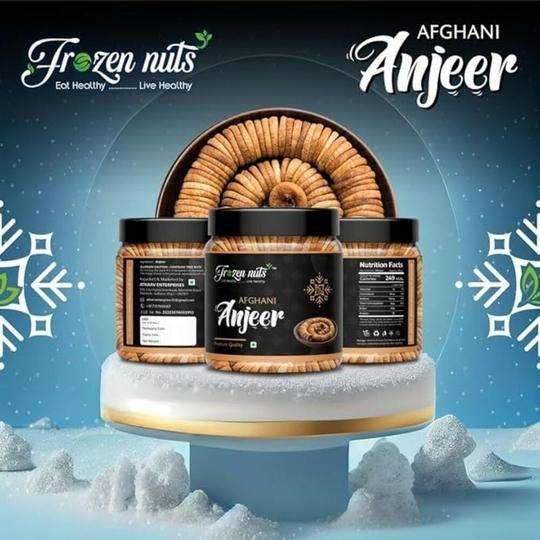 FROZEN NUTS Afghani Anjeer 400gm | Soft Sweet Dried Figs | Healthy Snack Dry Fruit | Fiber Rich Daily Diet Energy Food