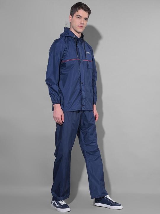 Dollar Rainguard Men's Full Sleeve Solid Raincoat Set With Adjustable Hood and Pocket