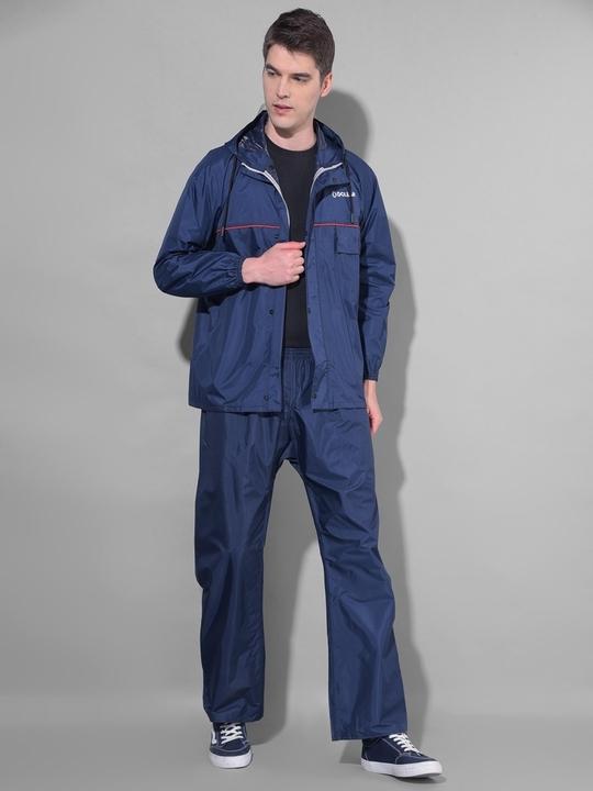 Dollar Rainguard Men's Full Sleeve Solid Raincoat Set With Adjustable Hood and Pocket