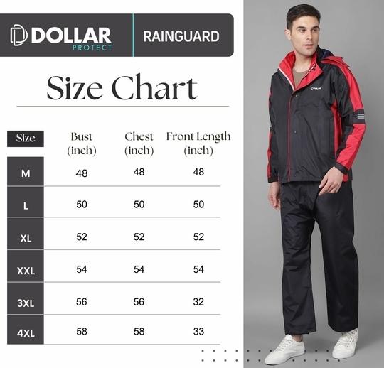 Dollar Rainguard Men's Full Sleeve Solid Raincoat Set With Adjustable Hood and Pocket