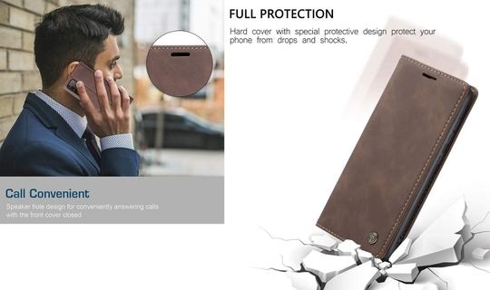 Teletel Prime Leather Finish Cards & Cash Wallet Slim Fit Flip Cover   For  Samsung Galaxy J7 Max | Mobile Case| Back Flip Cover | Coffee Color