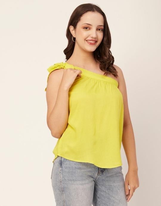 Moomaya Solid One Shoulder Sleeveless Tops For Women, Sexy Tank Casual Vacation Clothing