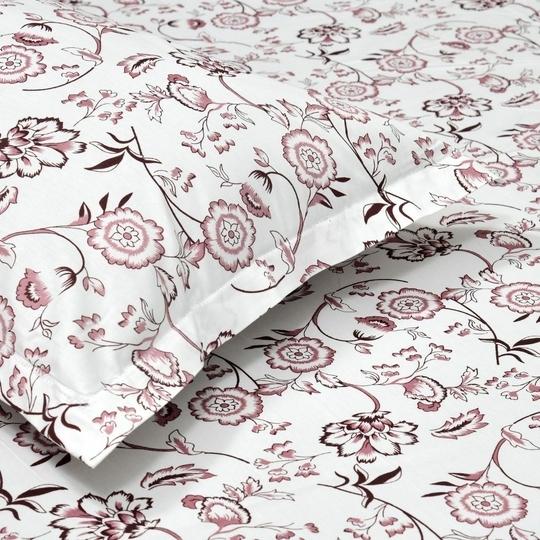 Mafatlal Queen Size Double Bed Bedsheet Set | 100% Cotton Fabric with Twill Weave | 186 TC | Size: 229 x 254 cm | Soft, Breathable & Durable | Includes 2 Pillow Covers | Suitable for All-Season Use (White & Pink)