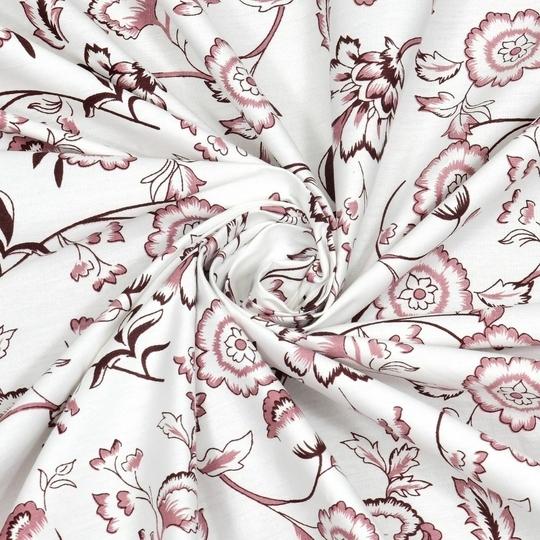 Mafatlal Queen Size Double Bed Bedsheet Set | 100% Cotton Fabric with Twill Weave | 186 TC | Size: 229 x 254 cm | Soft, Breathable & Durable | Includes 2 Pillow Covers | Suitable for All-Season Use (White & Pink)
