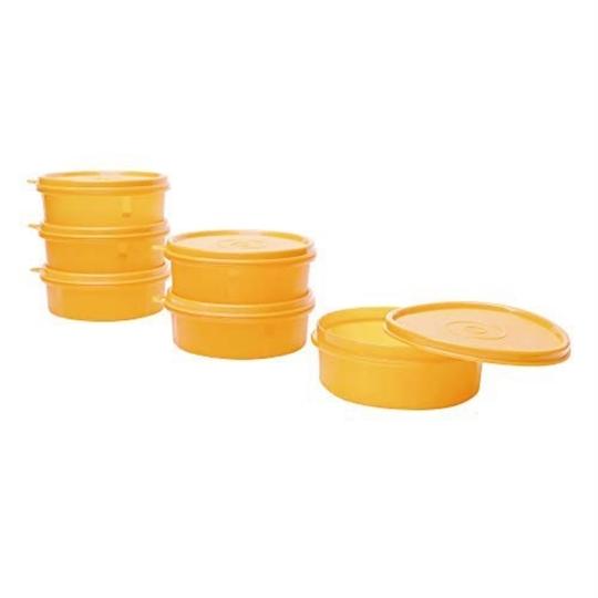 Cutting EDGE Eco-Plastic Leakproof Multi Purpose Airtight Food Saver Container Combo for Fridge Vegetable Storage (290ml, Orange, 6)