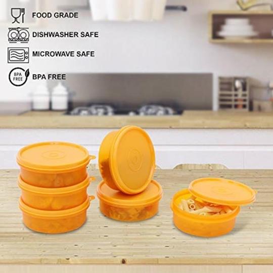 Cutting EDGE Eco-Plastic Leakproof Multi Purpose Airtight Food Saver Container Combo for Fridge Vegetable Storage (290ml, Orange, 6)