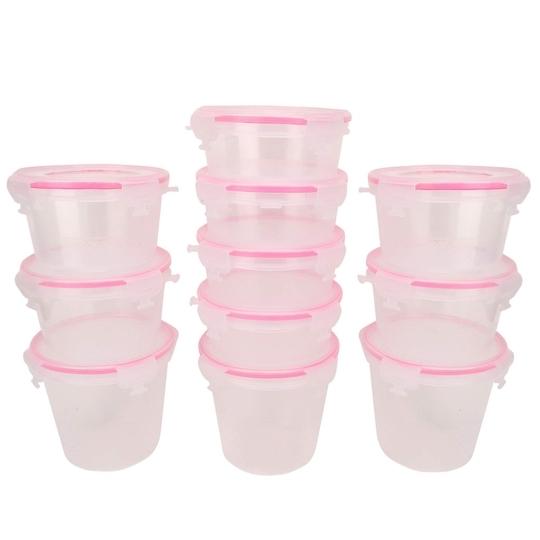 Cutting EDGE Nesterware Lock & Seal Containers for Dry Fruit, Biscuits, wafers, Snack, Foods, Fruits, Vegetables, Refrigerator Containers - 1L x 3, 750ml x 4, 500ml x 5 (Set of 12, Pink)