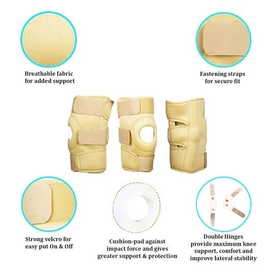 medtrix Functional Knee Stabilizer Knee Support Knee Wrap Open Patella Hinge Knee Brace Beige (XL)