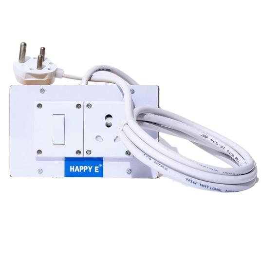 HAPPY E 1+1 Power Rack 16A Extension Board with Wooden Box | 3000W Heavy Duty | 3 Meter Cable | 2.5 mm 3 Core Wire (White)