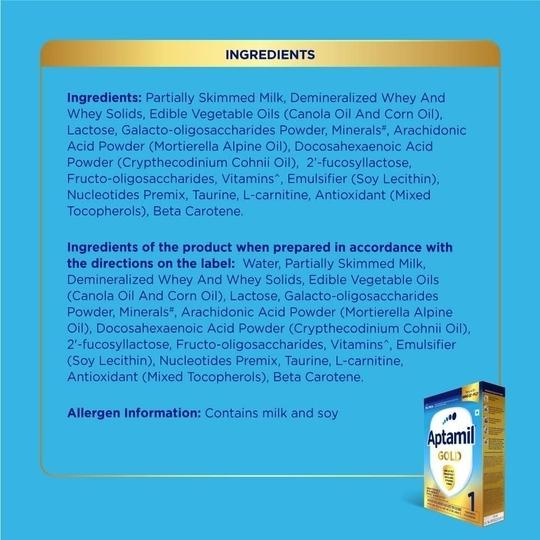 APTAMIL Gold Infant Formula Milk Powder for Babies - Stage 1 (Upto 6 months) - with HMO and Prebiotics - 400gms - BIB Pack