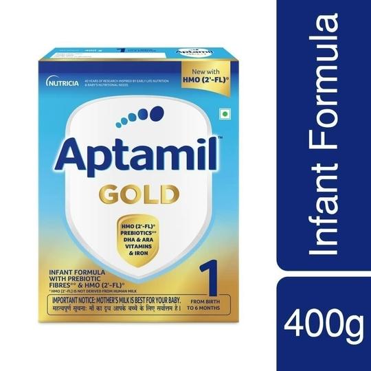 APTAMIL Gold Infant Formula Milk Powder for Babies - Stage 1 (Upto 6 months) - with HMO and Prebiotics - 400gms - BIB Pack