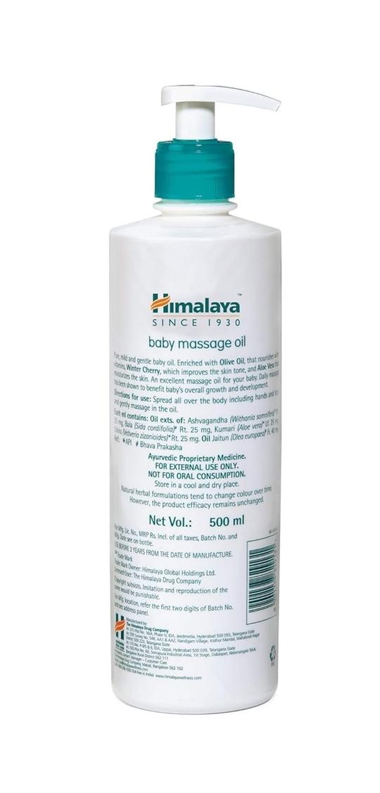 : Himalaya Baby Massage Oil 500ml | Olive & Winter Cherry | Gentle Daily Massage Care