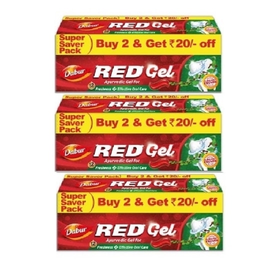 Dabur Red Gel Ayurvedic Toothpaste 900g - (150g x 2) x 3 | Reduction in Bad Breath, Plaque & Gingivitis | Freshness with Protection | For Healthy Gums & Effective Dental Care