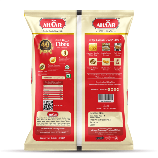 Ahaar Chakki Fresh Atta I Whole Wheat Flour 10Kg
