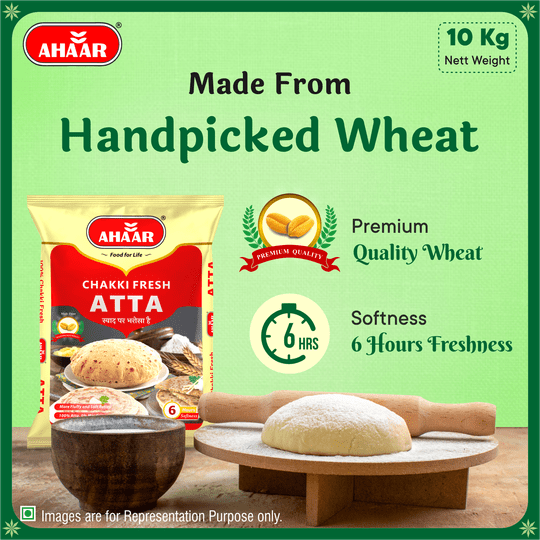 Ahaar Chakki Fresh Atta I Whole Wheat Flour 10Kg