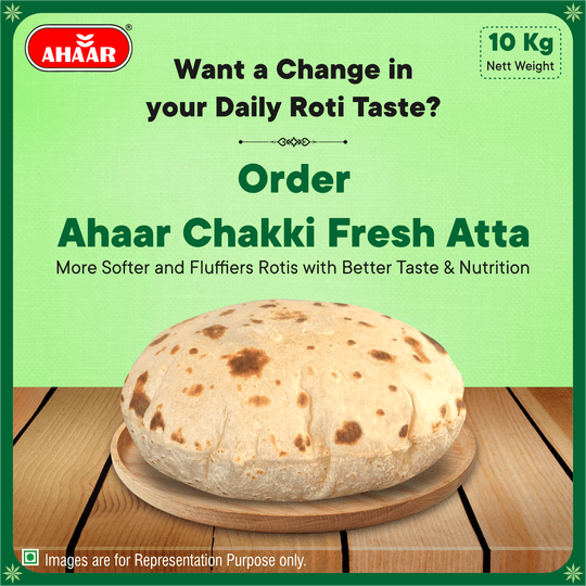 Ahaar Chakki Fresh Atta I Whole Wheat Flour 10Kg