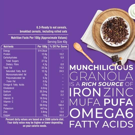 Munchilicious Granola Breakfast Cereals Dark Chocolate - 350gm