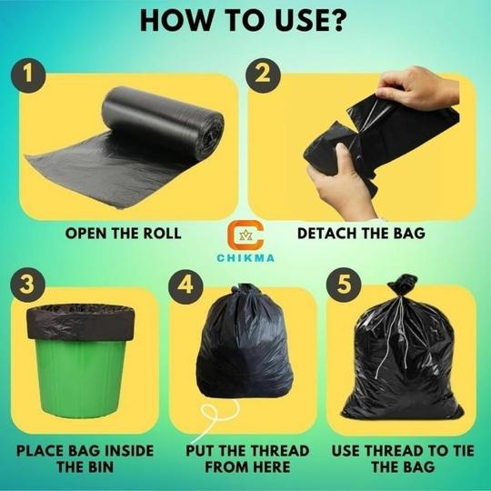 CHIKMA Biodegradable Garbage Bags [300 Bags] [ Medium Size 19*21 inch ] [Pack Of 10] Dustbin Bags For Wet And Dry Waste (10*30 =300 Pieces)