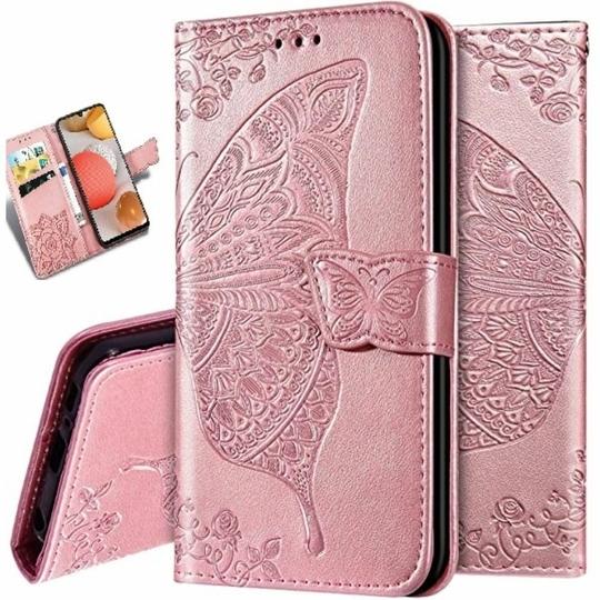ClickCase Butterfly Series Samsung Galaxy S6 Edge Plus Rose Gold Faux Leather Mobile Wallet Flip Cover