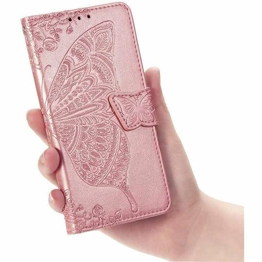 ClickCase Butterfly Series Samsung Galaxy S6 Edge Plus Rose Gold Faux Leather Mobile Wallet Flip Cover