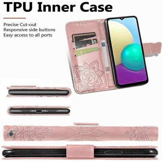 ClickCase Butterfly Series Samsung Galaxy S6 Edge Plus Rose Gold Faux Leather Mobile Wallet Flip Cover