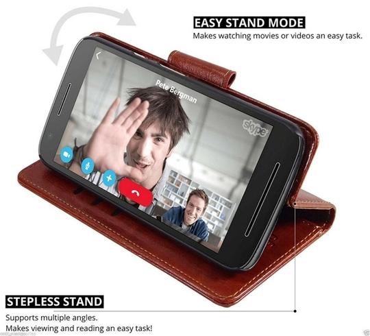 ClickCase Vintage Series For Samsung Galaxy On 8 Brown Faux Leather Mobile Wallet Flip Cover