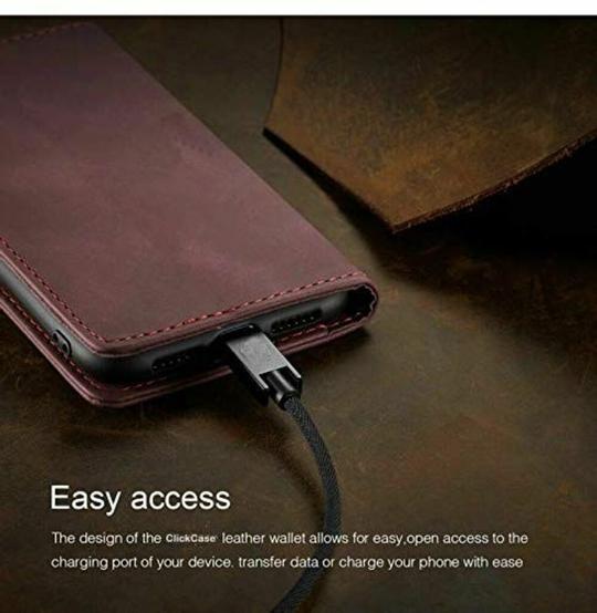 ClickCase Sheepskin Series Samsung Galaxy S6 Edge Plus Mauve Red Faux Leather Mobile Wallet Flip Cover