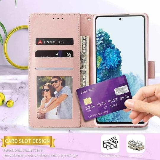 ClickCase Marble Series Faux Leather Back Case Card Holder Wallet with Magnetic Closure Flip Cover For iPhone 16 (Wine Purple)