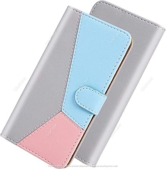ClickCase Pastel Series Faux Leather Magnetic Card Holder Wallet Kickstand Case Flip Cover For LG V20 (Soft Tricolor)