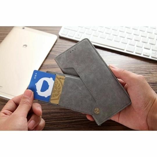 ClickCase Flipper Series Faux Leather Magnetic Card Holder Wallet Kickstand Case Flip Cover For Lenovo Zuk Z2 Plus (Grey)