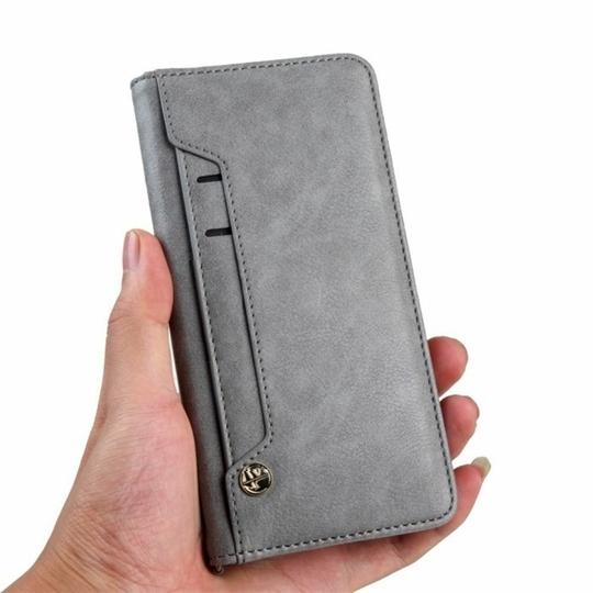 ClickCase Flipper Series Faux Leather Magnetic Card Holder Wallet Kickstand Case Flip Cover For Lenovo Zuk Z2 Plus (Grey)
