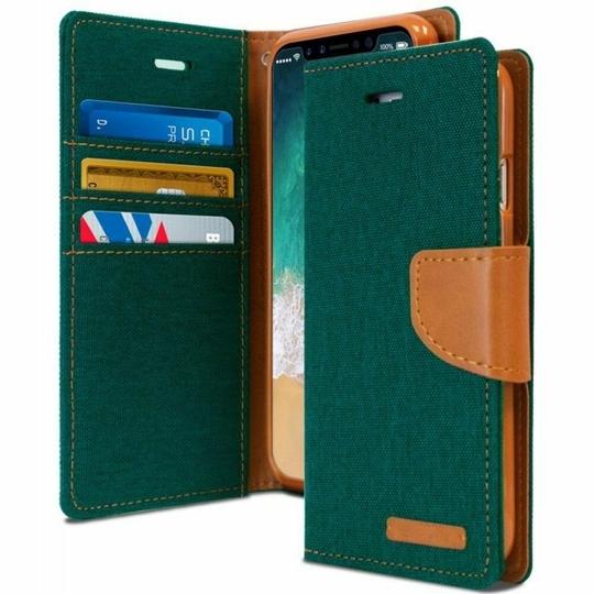 ClickCase Canvas Series Faux Leather Magnetic Card Holder Wallet Kickstand Case Flip Cover For Samsung Galaxy A33 5G (Green)