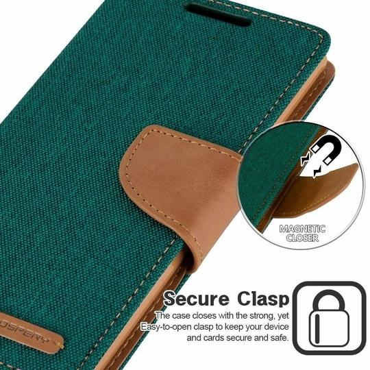 ClickCase Canvas Series Faux Leather Magnetic Card Holder Wallet Kickstand Case Flip Cover For Samsung Galaxy A33 5G (Green)