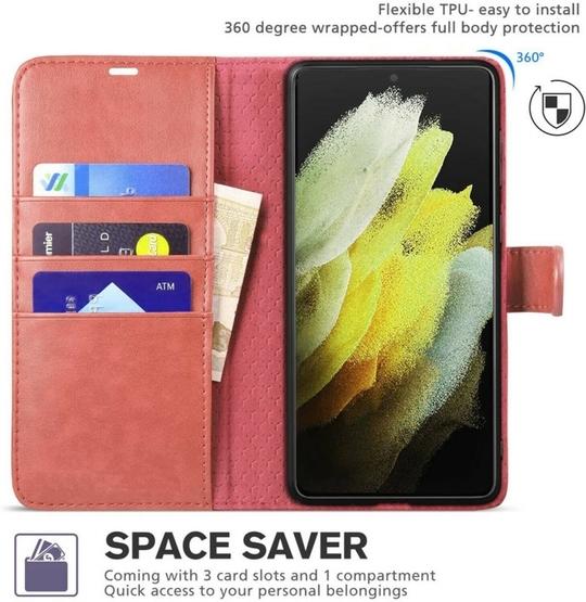 ClickCase Vintage Series For Motorola Moto X4 Cherry Red Faux Leather Mobile Wallet Flip Cover