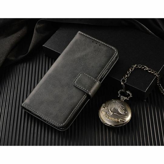 ClickCase Vintage Series For Mi A2 Matte Black Faux Leather Mobile Wallet Flip Cover