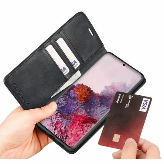ClickCase Vintage Series For Mi A2 Matte Black Faux Leather Mobile Wallet Flip Cover