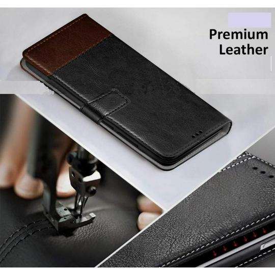 ClickCase Zorro Dual Shade Series For Nokia 5.3 Black and Brown Faux Leather Mobile Wallet Flip Cover