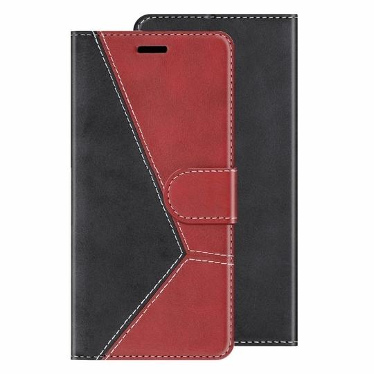ClickCase Trendy Dual Shade Series For Moto G5 Plus Red and Black Faux Leather Mobile Wallet Flip Cover