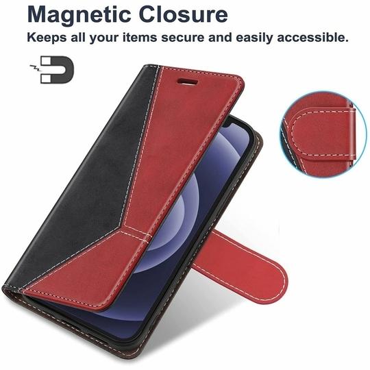 ClickCase Trendy Dual Shade Series For Moto G5 Plus Red and Black Faux Leather Mobile Wallet Flip Cover
