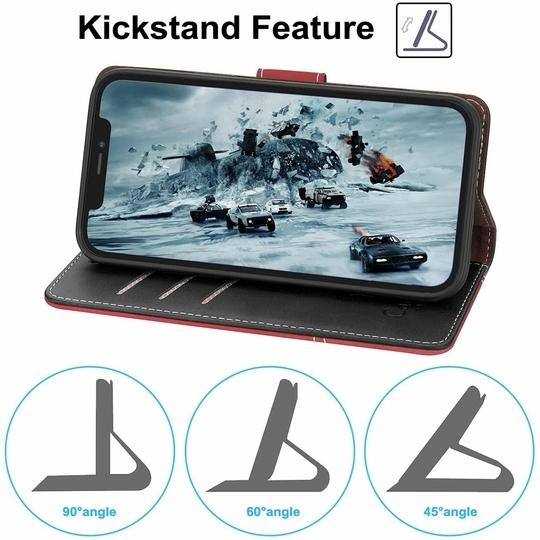 ClickCase Trendy Dual Shade Series For Moto G5 Plus Red and Black Faux Leather Mobile Wallet Flip Cover