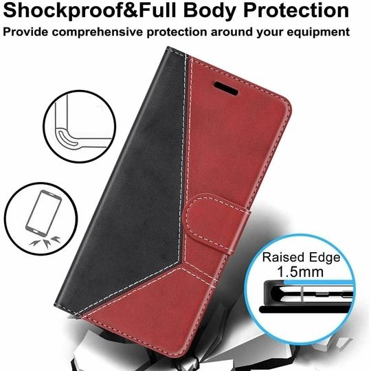 ClickCase Trendy Dual Shade Series For Moto G5 Plus Red and Black Faux Leather Mobile Wallet Flip Cover