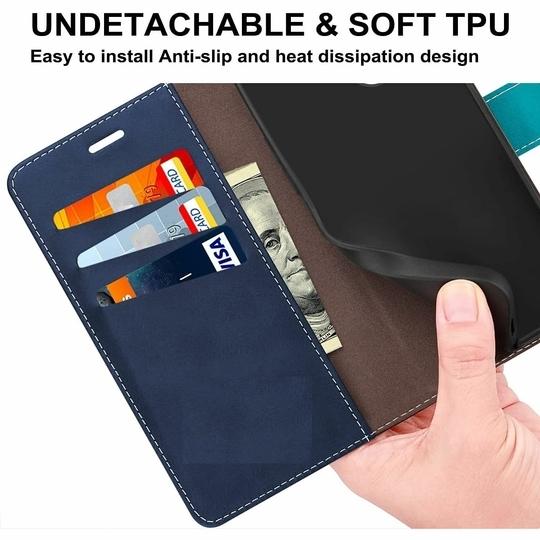 ClickCase Trendy Dual Shade Series For Lenovo Zuk Z2 Plus Sky and Navy Blue Faux Leather Mobile Wallet Flip Cover